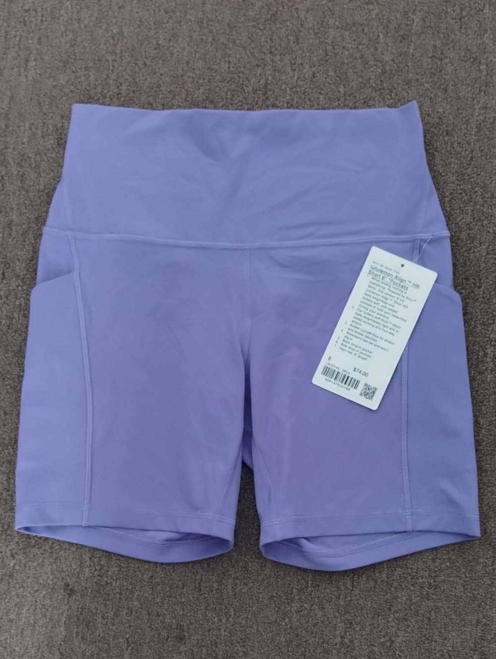 lululemon Lavender High-Rise Align Short 6" With Pockets
